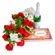 красные розы с шампанским и конфетами. Мексика